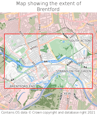 Map showing extent of Brentford as bounding box