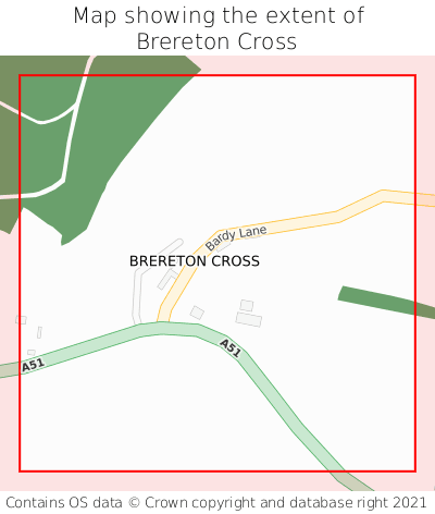 Map showing extent of Brereton Cross as bounding box