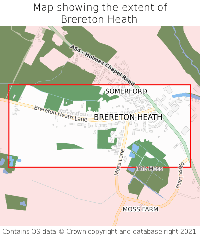 Map showing extent of Brereton Heath as bounding box