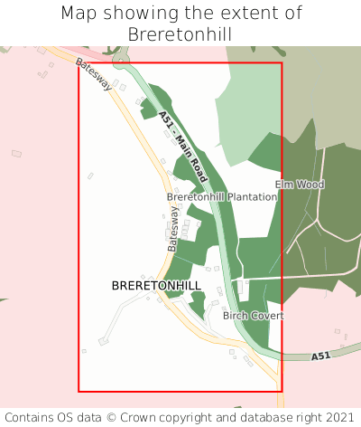 Map showing extent of Breretonhill as bounding box