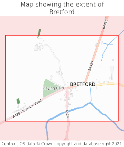 Map showing extent of Bretford as bounding box