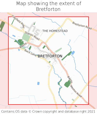 Map showing extent of Bretforton as bounding box