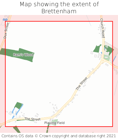Map showing extent of Brettenham as bounding box