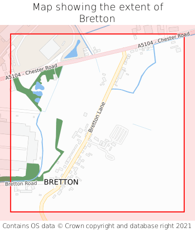 Map showing extent of Bretton as bounding box