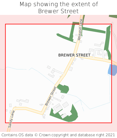Map showing extent of Brewer Street as bounding box