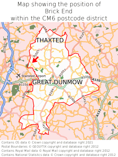 Map showing location of Brick End within CM6