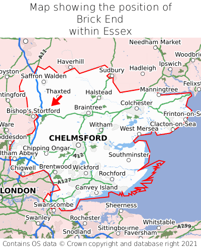 Map showing location of Brick End within Essex