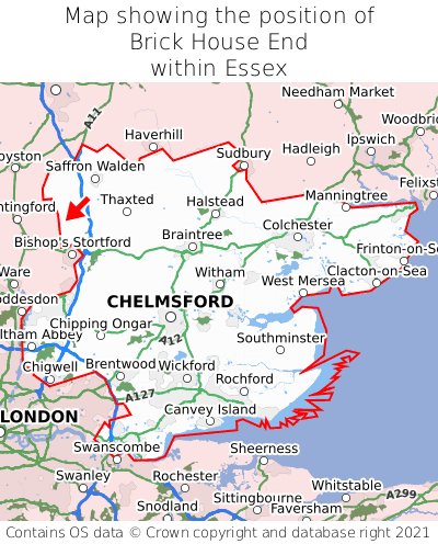 Map showing location of Brick House End within Essex
