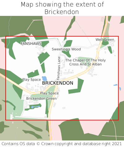 Map showing extent of Brickendon as bounding box