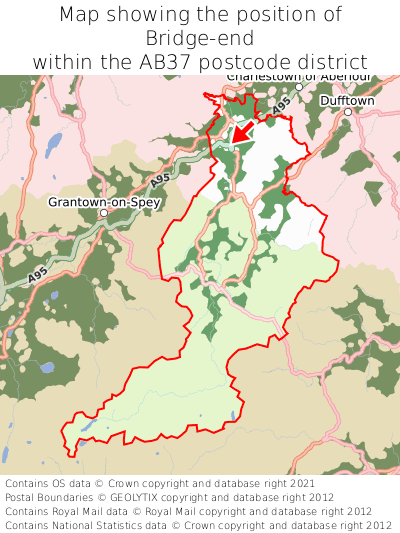 Map showing location of Bridge-end within AB37