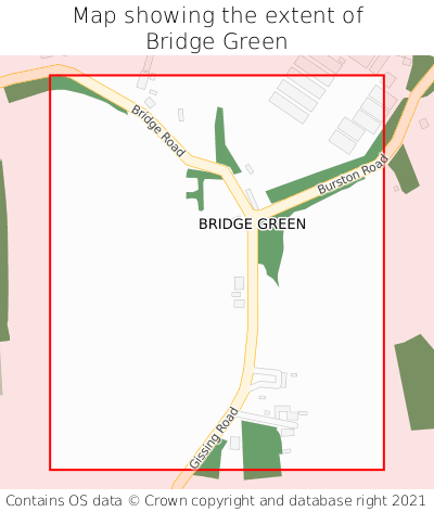 Map showing extent of Bridge Green as bounding box