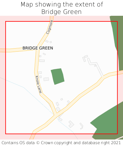 Map showing extent of Bridge Green as bounding box