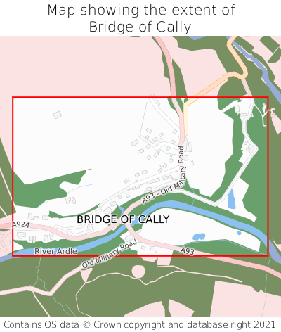 Map showing extent of Bridge of Cally as bounding box