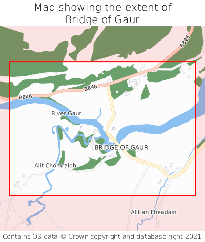 Map showing extent of Bridge of Gaur as bounding box