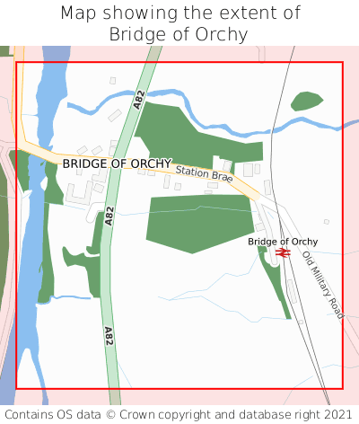 Map showing extent of Bridge of Orchy as bounding box