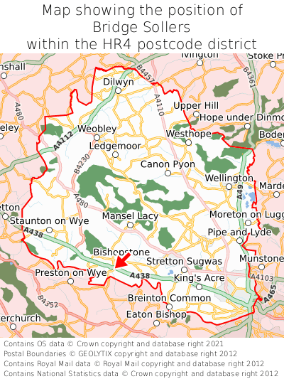 Map showing location of Bridge Sollers within HR4