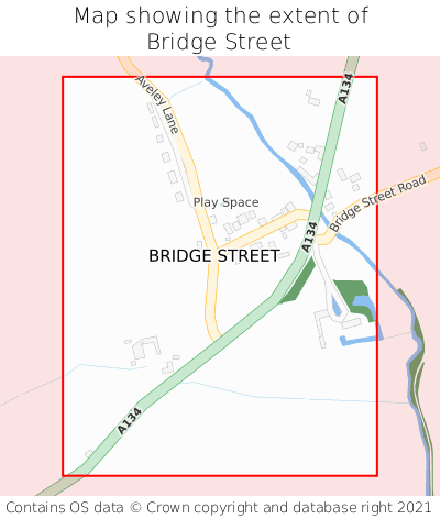 Map showing extent of Bridge Street as bounding box