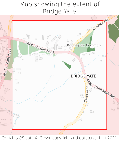 Map showing extent of Bridge Yate as bounding box