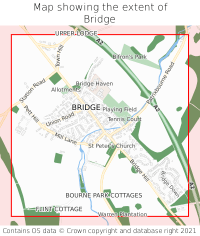 Map showing extent of Bridge as bounding box