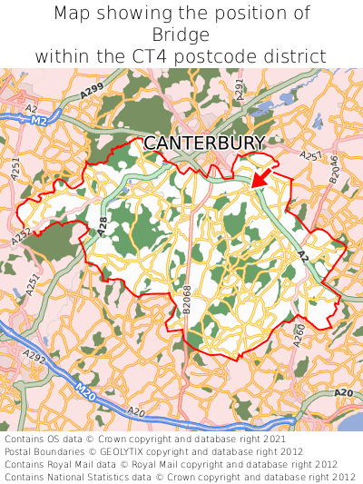 Map showing location of Bridge within CT4