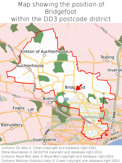 Map showing location of Bridgefoot within DD3