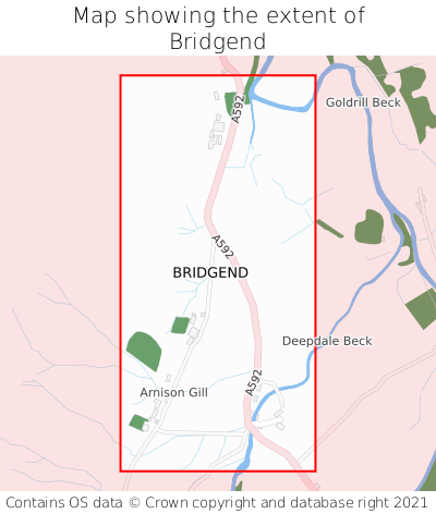 Map showing extent of Bridgend as bounding box