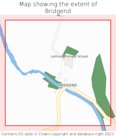 Map showing extent of Bridgend as bounding box