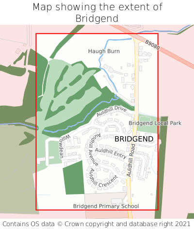 Map showing extent of Bridgend as bounding box