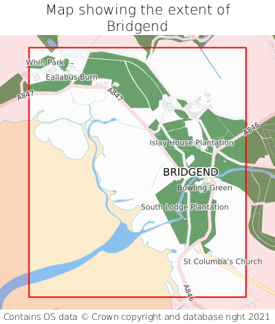 Map showing extent of Bridgend as bounding box