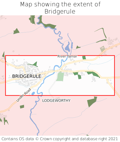 Map showing extent of Bridgerule as bounding box