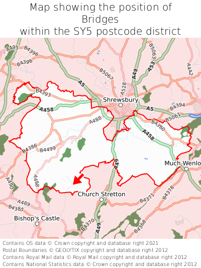 Map showing location of Bridges within SY5