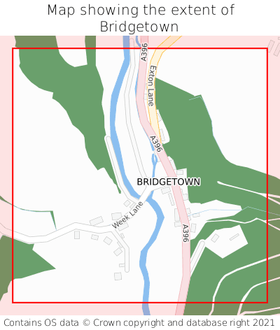 Map showing extent of Bridgetown as bounding box