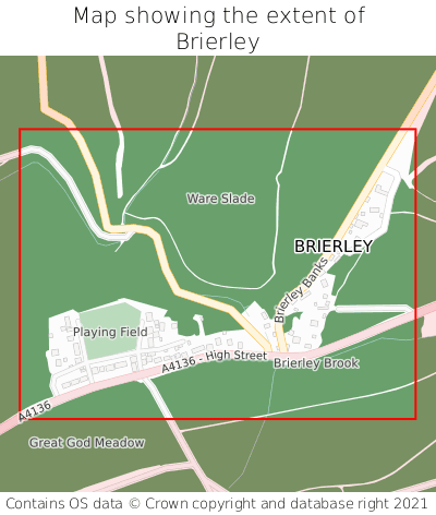 Map showing extent of Brierley as bounding box