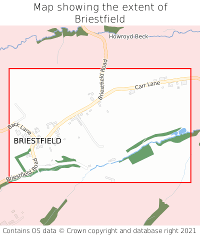 Map showing extent of Briestfield as bounding box