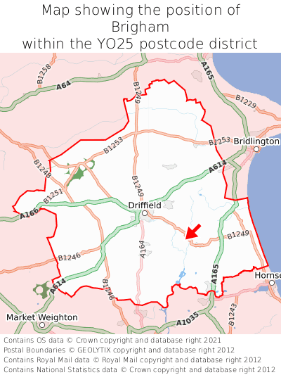 Map showing location of Brigham within YO25