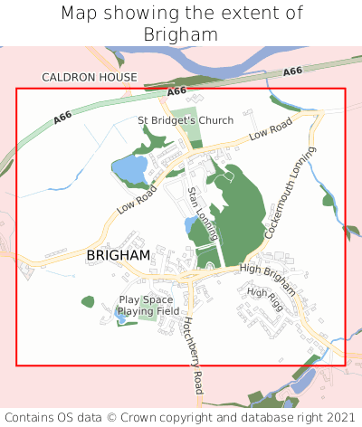 Map showing extent of Brigham as bounding box