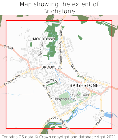Map showing extent of Brighstone as bounding box