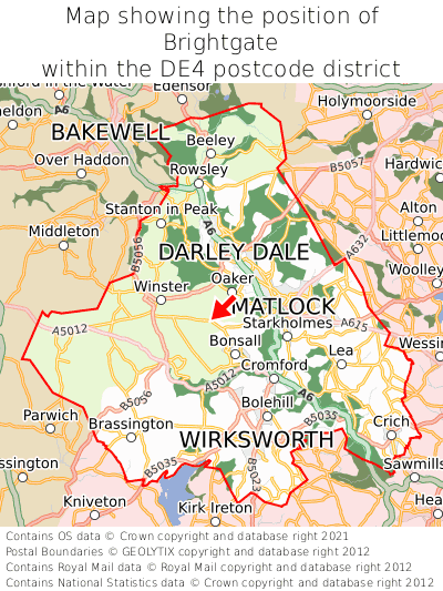 Map showing location of Brightgate within DE4