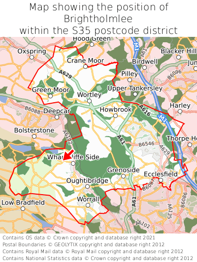 Map showing location of Brightholmlee within S35