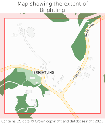 Map showing extent of Brightling as bounding box