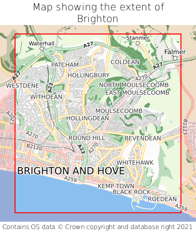 Map showing extent of Brighton as bounding box