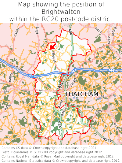 Map showing location of Brightwalton within RG20