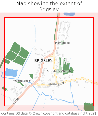 Map showing extent of Brigsley as bounding box