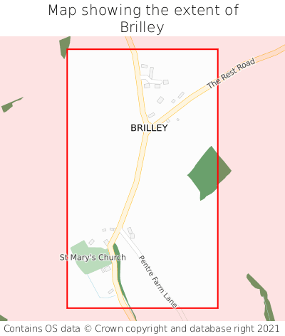 Map showing extent of Brilley as bounding box