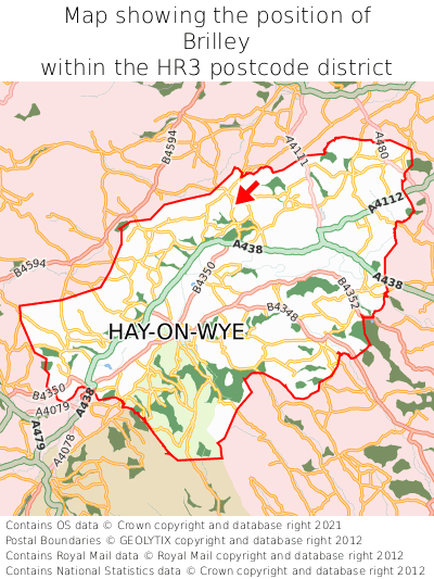 Map showing location of Brilley within HR3