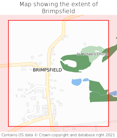Map showing extent of Brimpsfield as bounding box