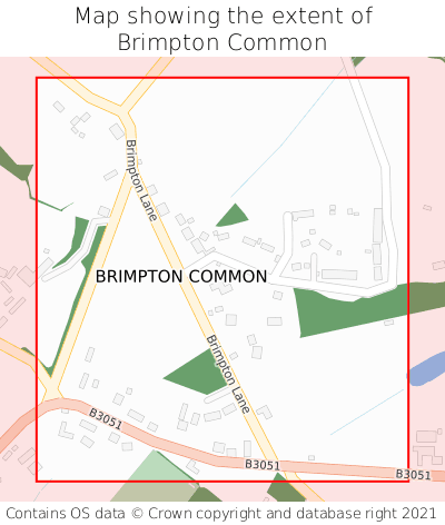 Map showing extent of Brimpton Common as bounding box