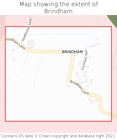 Map showing extent of Brindham as bounding box