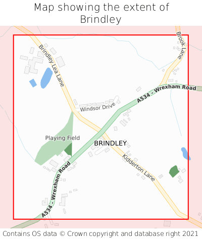 Map showing extent of Brindley as bounding box