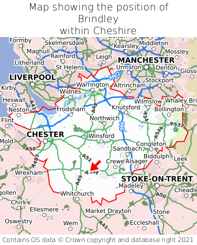 Map showing location of Brindley within Cheshire